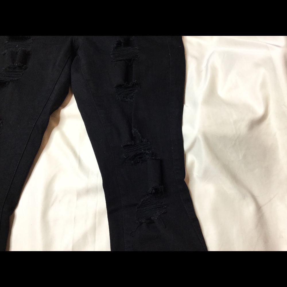 Torrid Bombshell Skinny Destructed Black Jeans 12r - image 5